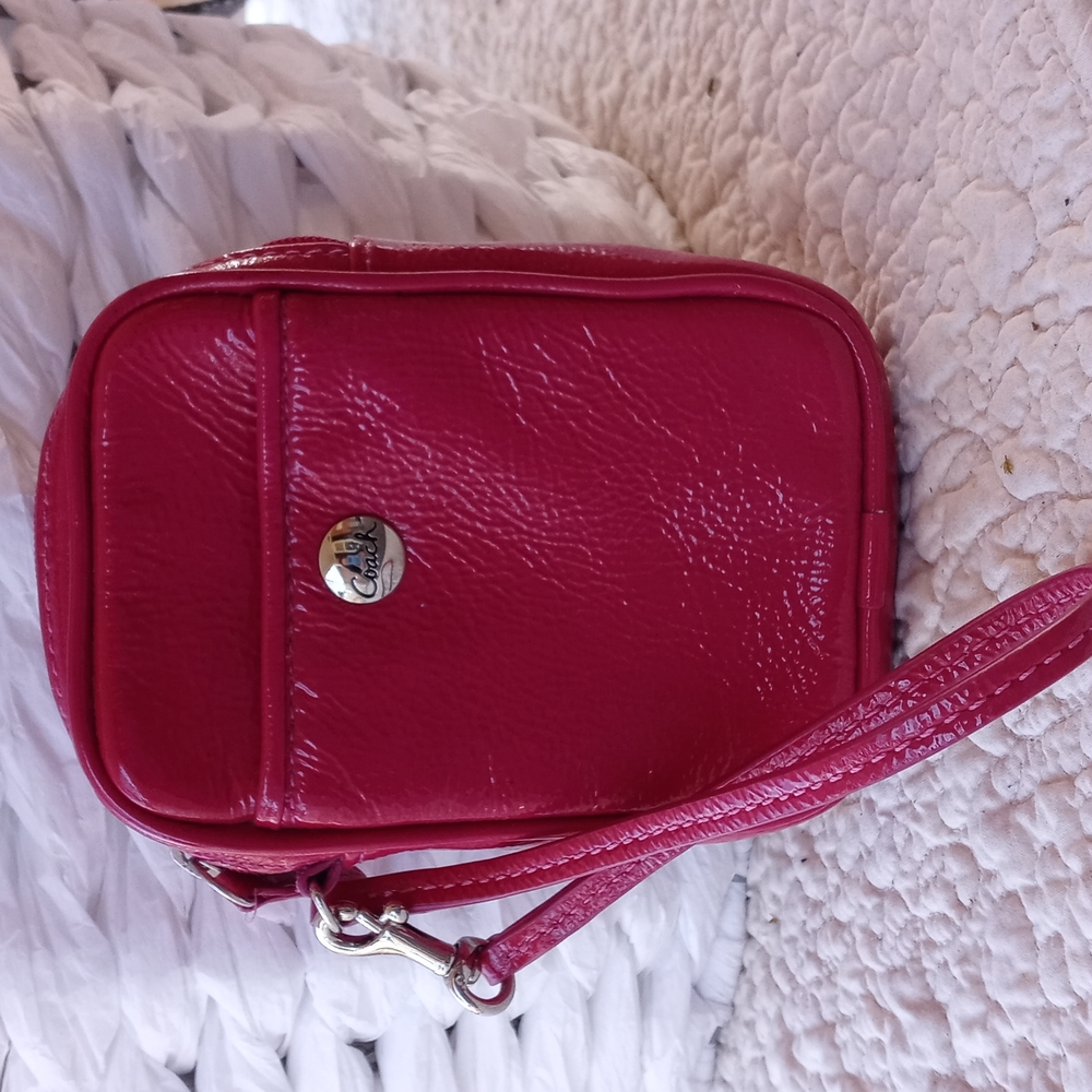 Coach pink leather case with silver hardware